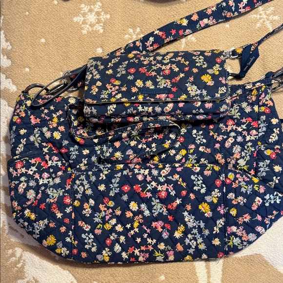 Vera Bradley Handbags - Vera Bradley Navy Floral Shoulder Bag Set